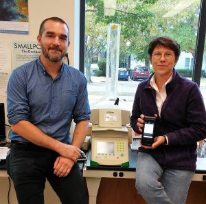 Professor Mary Garvin and Dr. Ragland lead a lab where students were able to run a test using the Biomeme two3